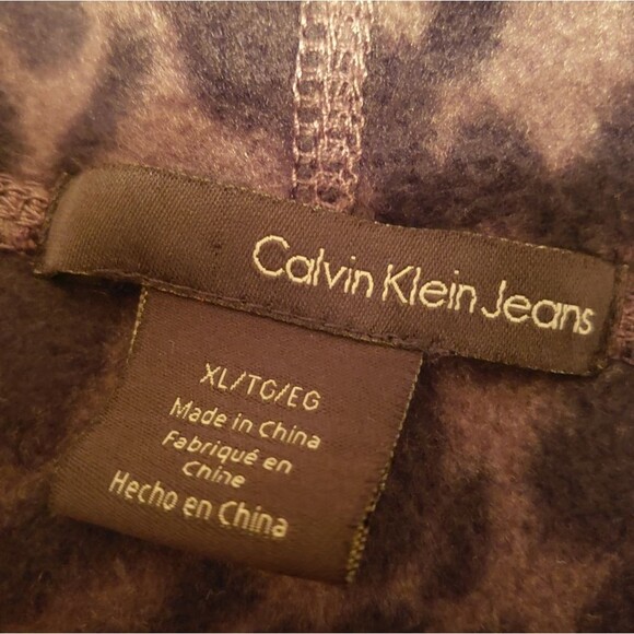 Calvin Klein Animal Print Fleece Zip-Up Hooded Jacket Size XL - Picture 5 of 6